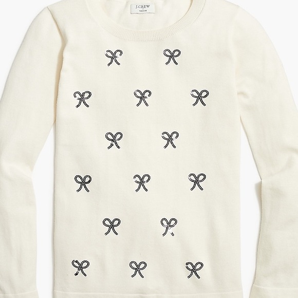 J. Crew Ivory Top with Black Bow Details - Picture 2 of 7